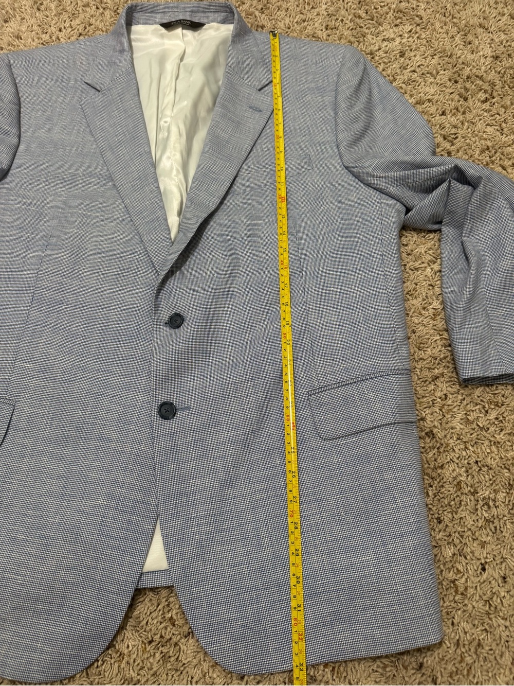 Jos. A. Bank Light Blue Mirco Houndstooth Linen Wool Blend Sport Coat Size 48R - Picture 4 of 7